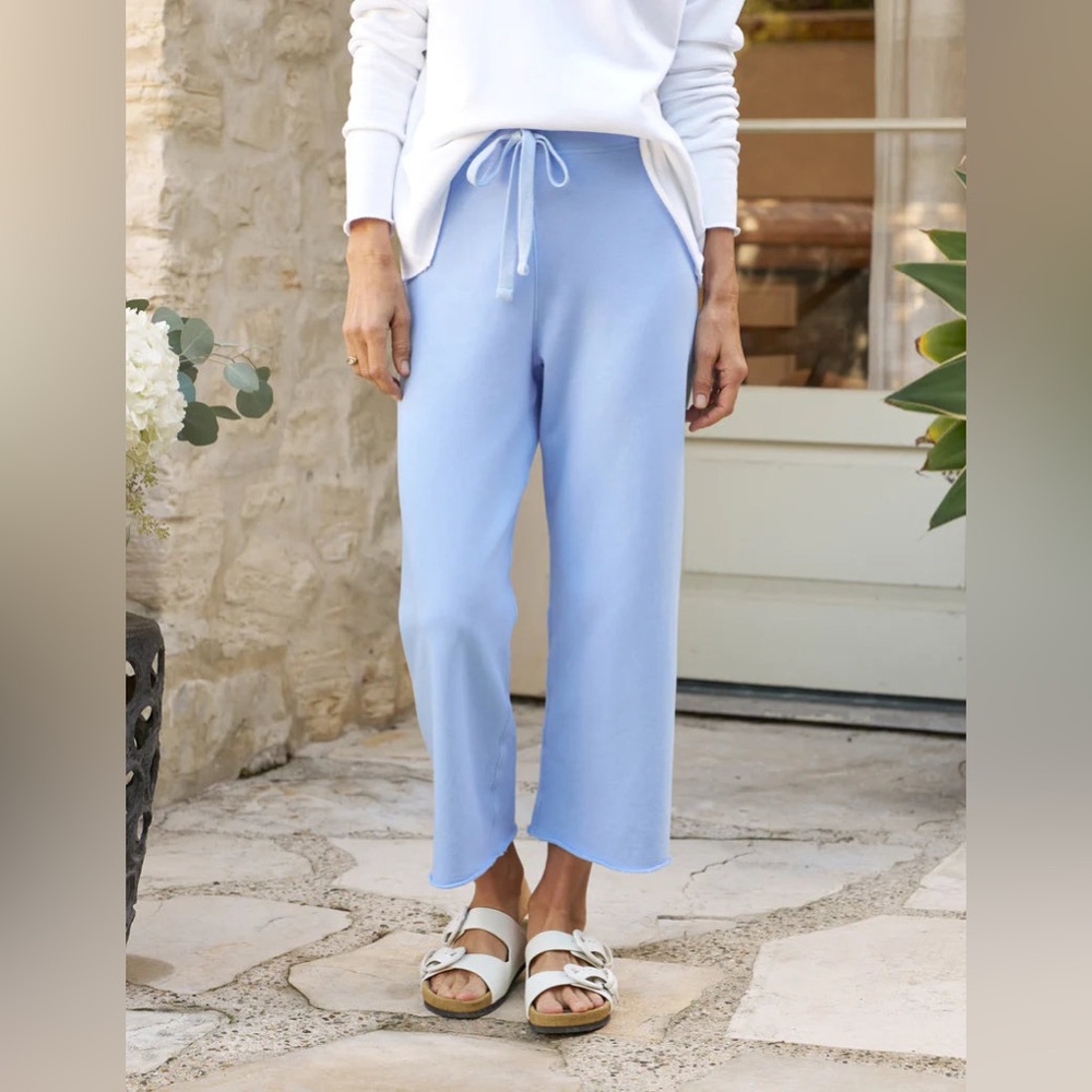 Frank & Eileen Light Blue Wide-Leg Drawstring Pants